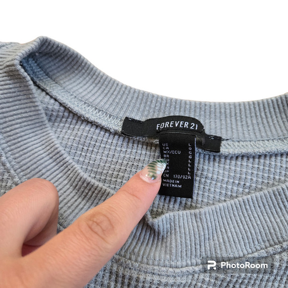 Forever 21 Made In The 90s Cropped Long Sleeve Waffle Knit Top - Picture 3 of 4